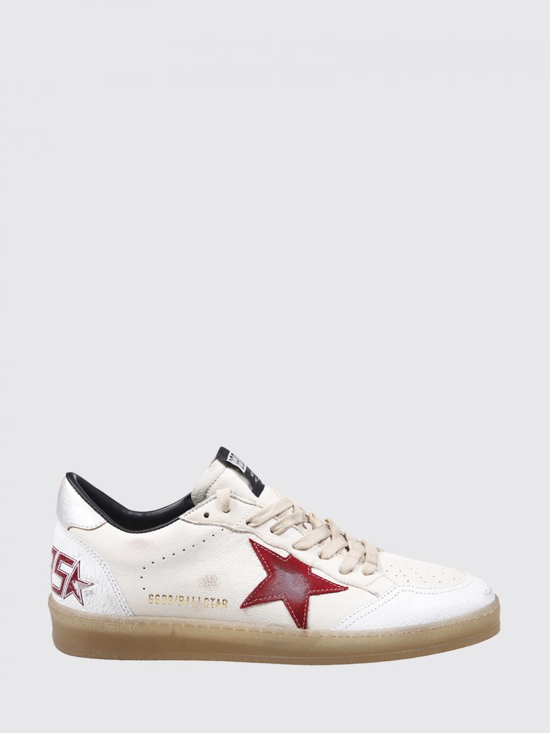 ball star low-top nappa and crackle leather sneakers with distressed effect