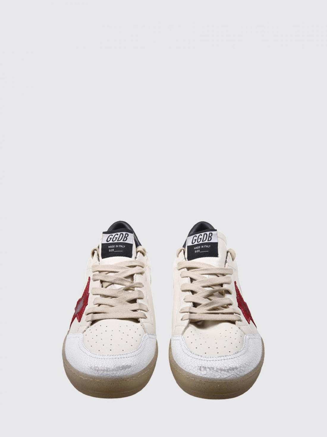 GOLDEN GOOSE 40 ball star low-top nappa and crackle leather sneakers with distressed effect