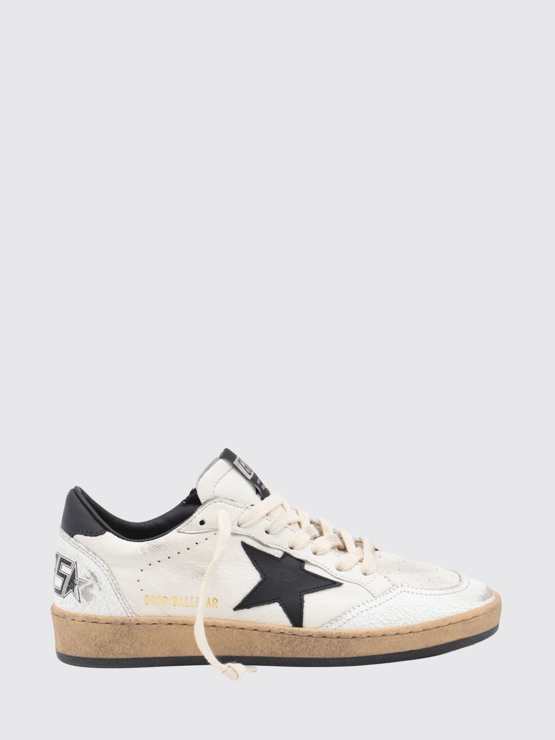 ball star crackle leather low-top sneakers with distressed effect