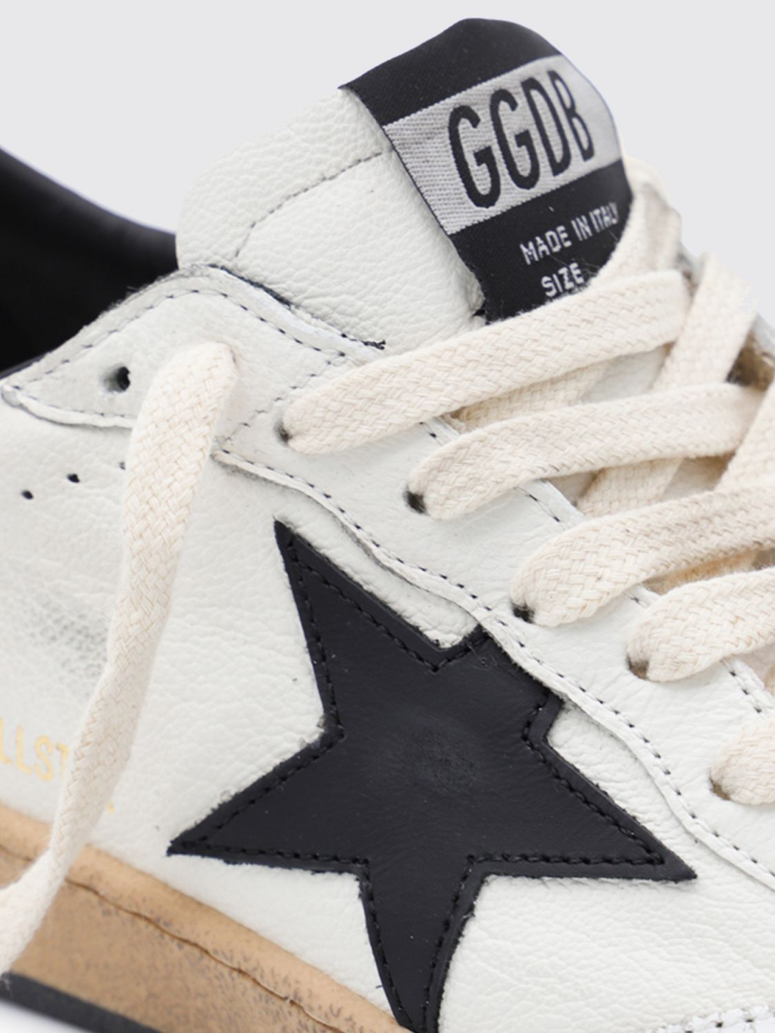 ball star crackle leather low-top sneakers with distressed effect