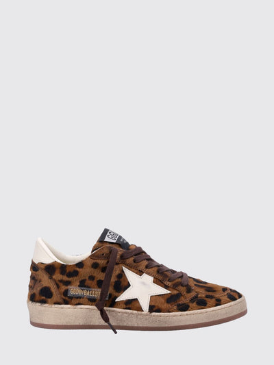 ball star animal print leather and pony hair sneakers