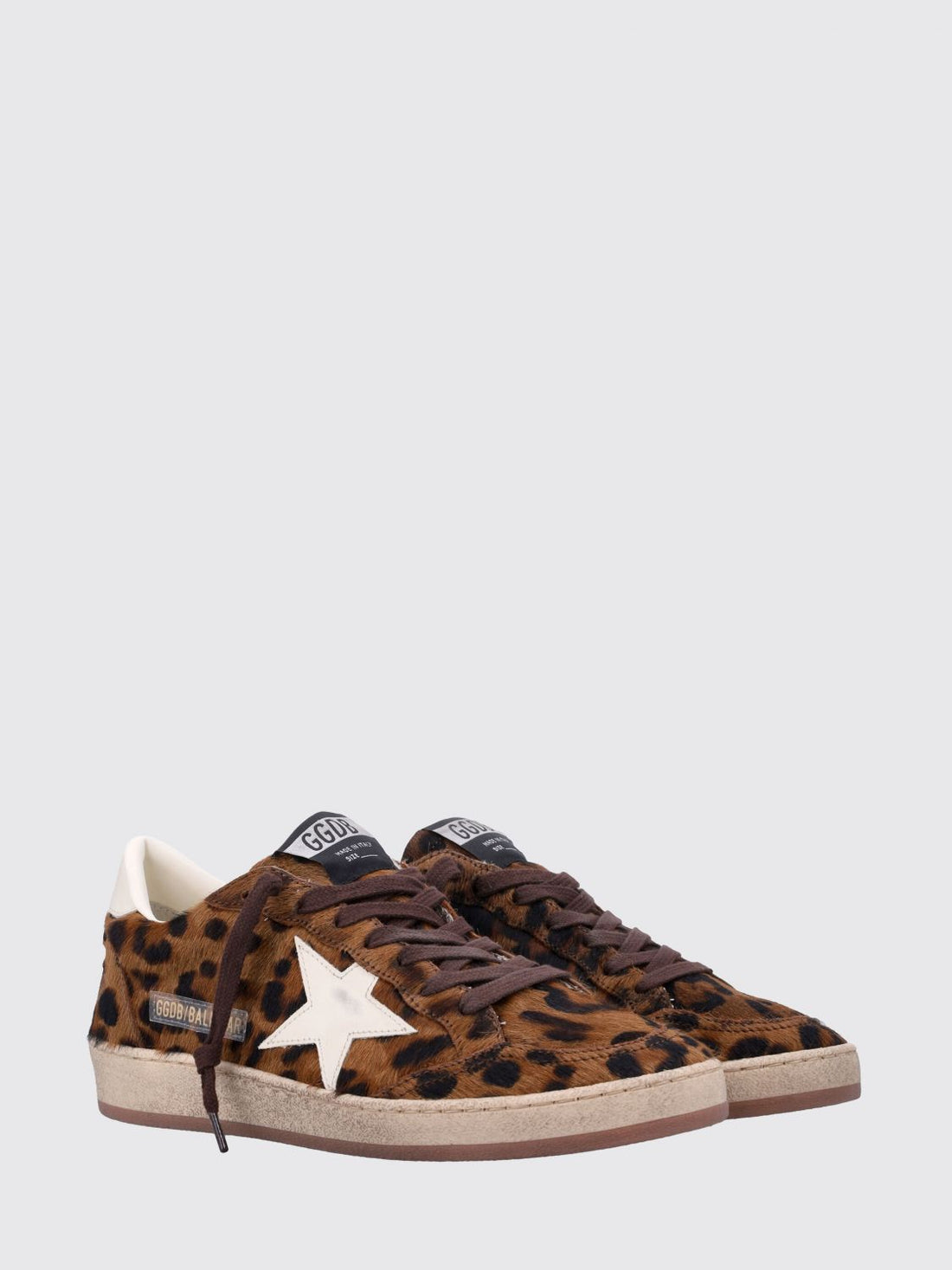 GOLDEN GOOSE 36 ball star animal print leather and pony hair sneakers