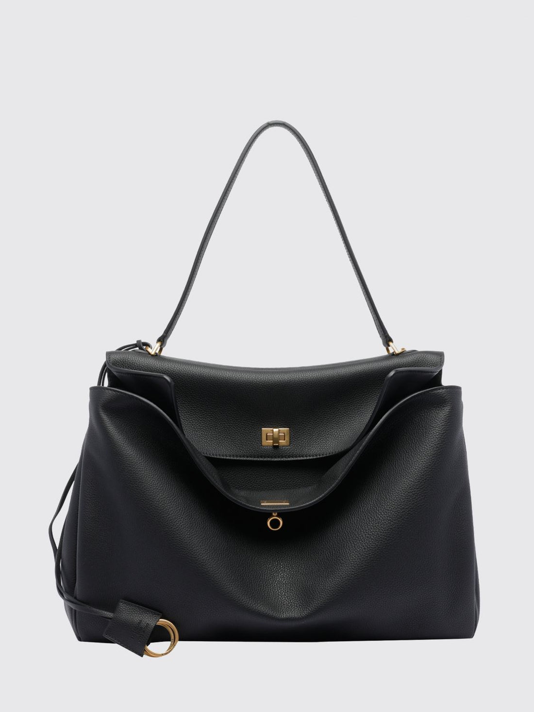 BALENCIAGA OS rodeo large shoulder bag in grained calfskin leather