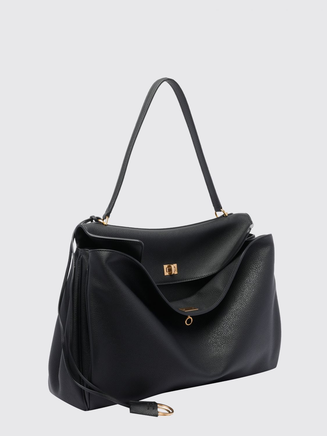 rodeo large shoulder bag in grained calfskin leather