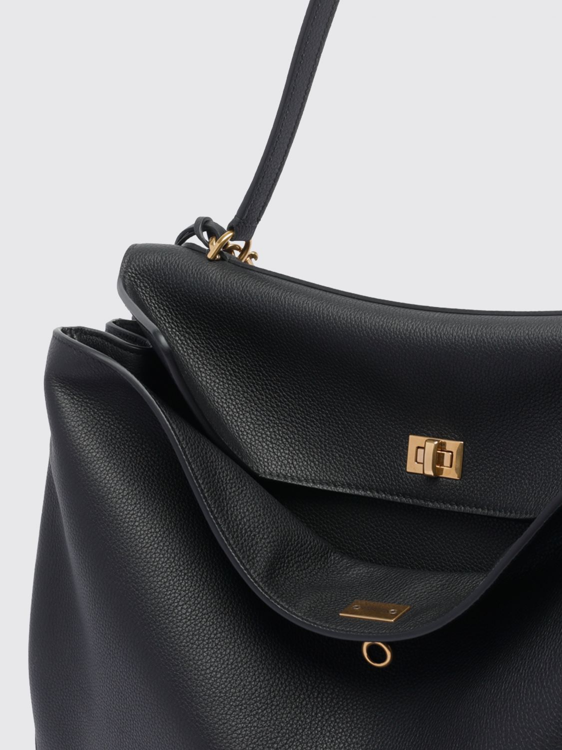 rodeo large shoulder bag in grained calfskin leather