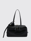 grained calfskin leather shoulder bag with logo and charm