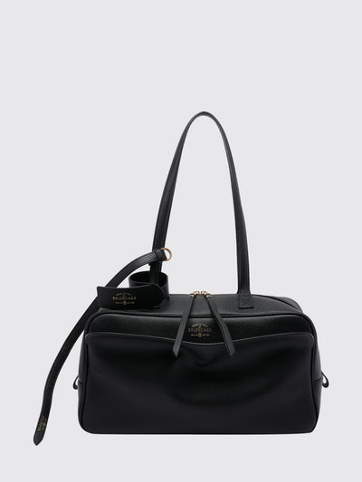 grained calfskin leather shoulder bag with logo and charm