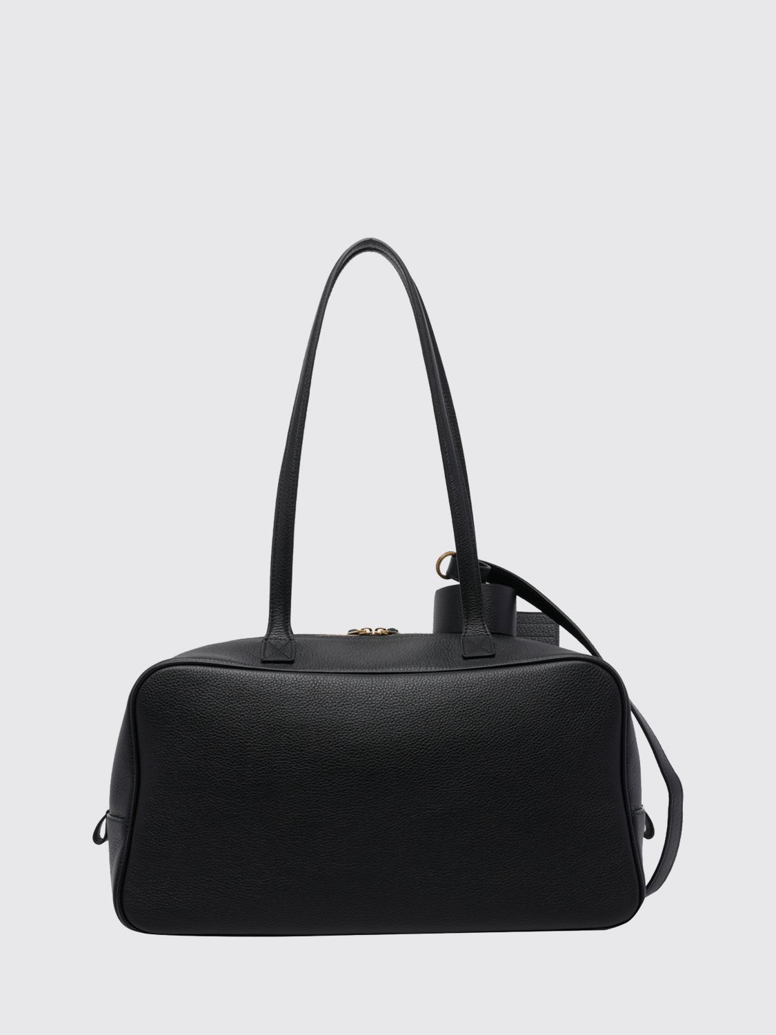 grained calfskin leather shoulder bag with logo and charm
