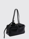 grained calfskin leather shoulder bag with logo and charm