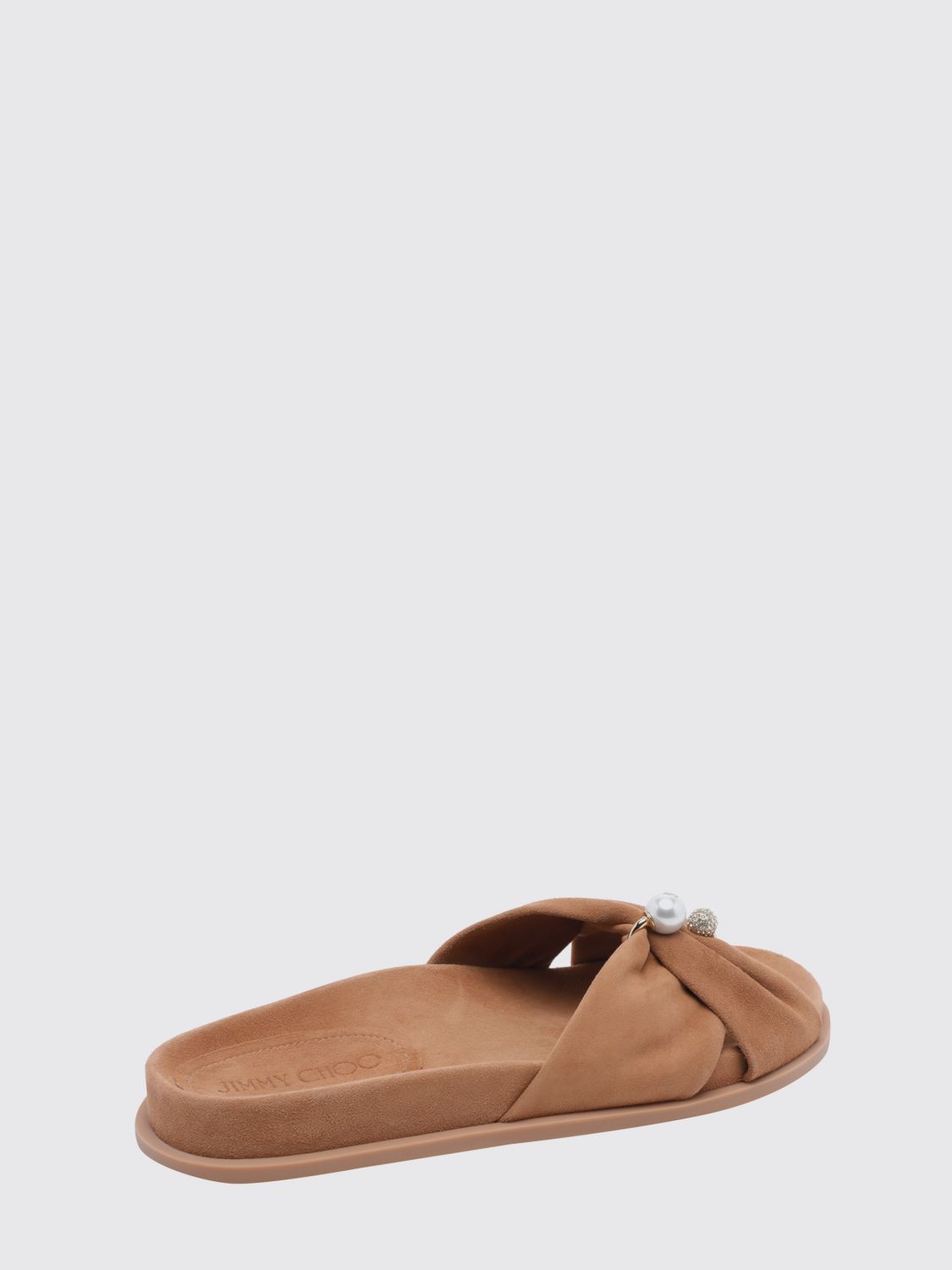 rafi suede slide sandals with pearls and rhinestones