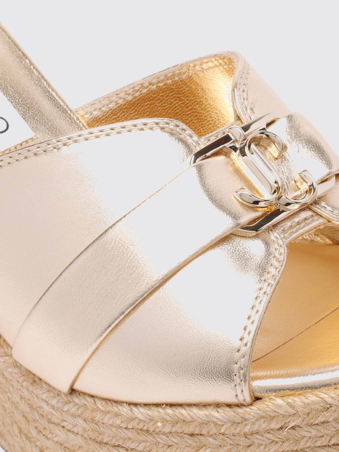 leda high wedge sandals in laminated calfskin leather