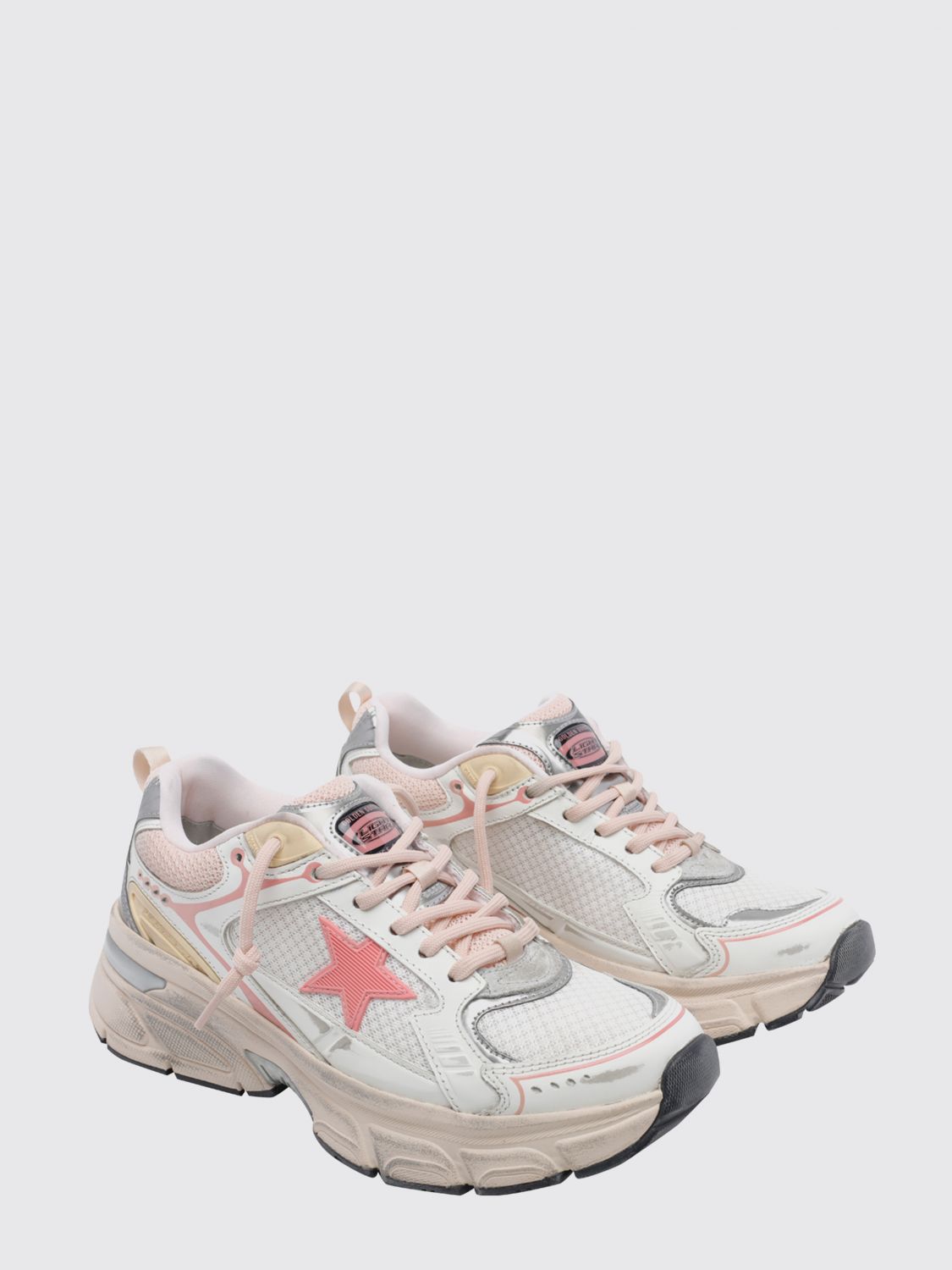 lightstar distressed leather and mesh sneakers