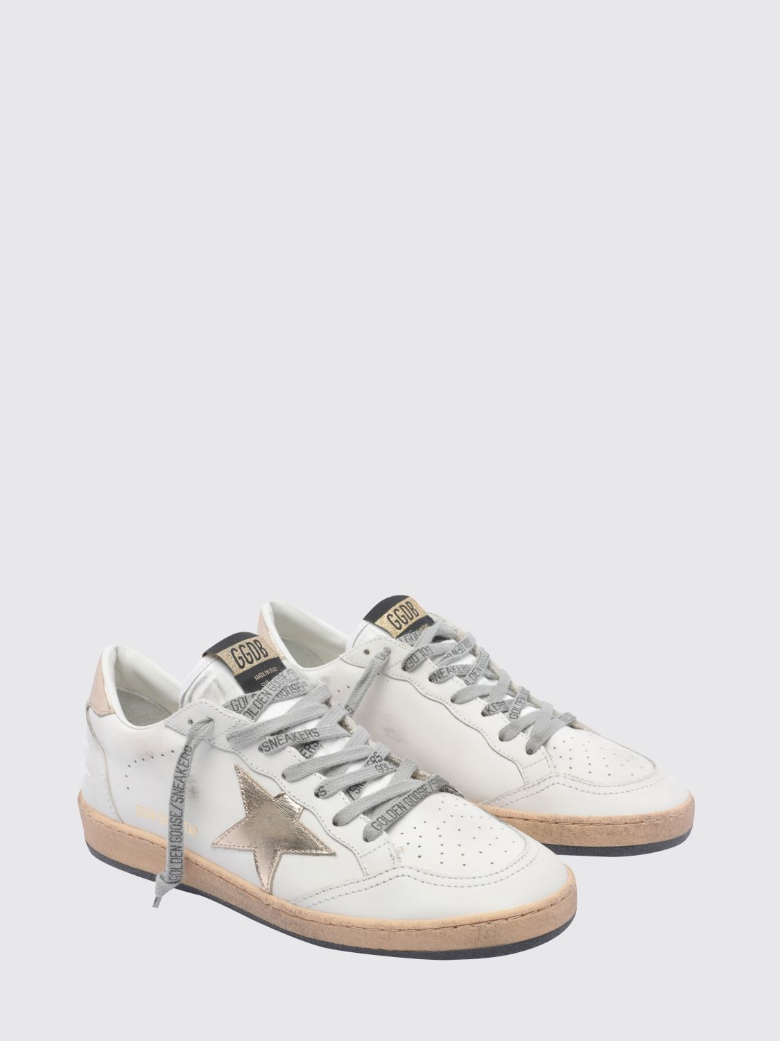 ball star distressed calfskin leather sneakers