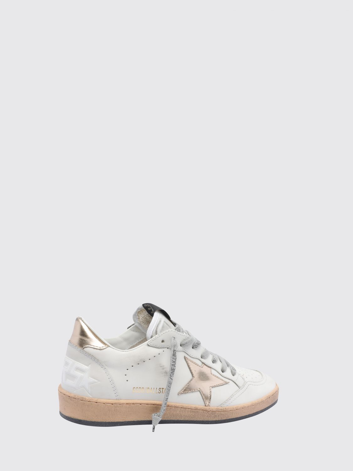 ball star distressed calfskin leather sneakers