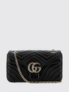gg marmont shoulder bag in matelassé leather with chain strap