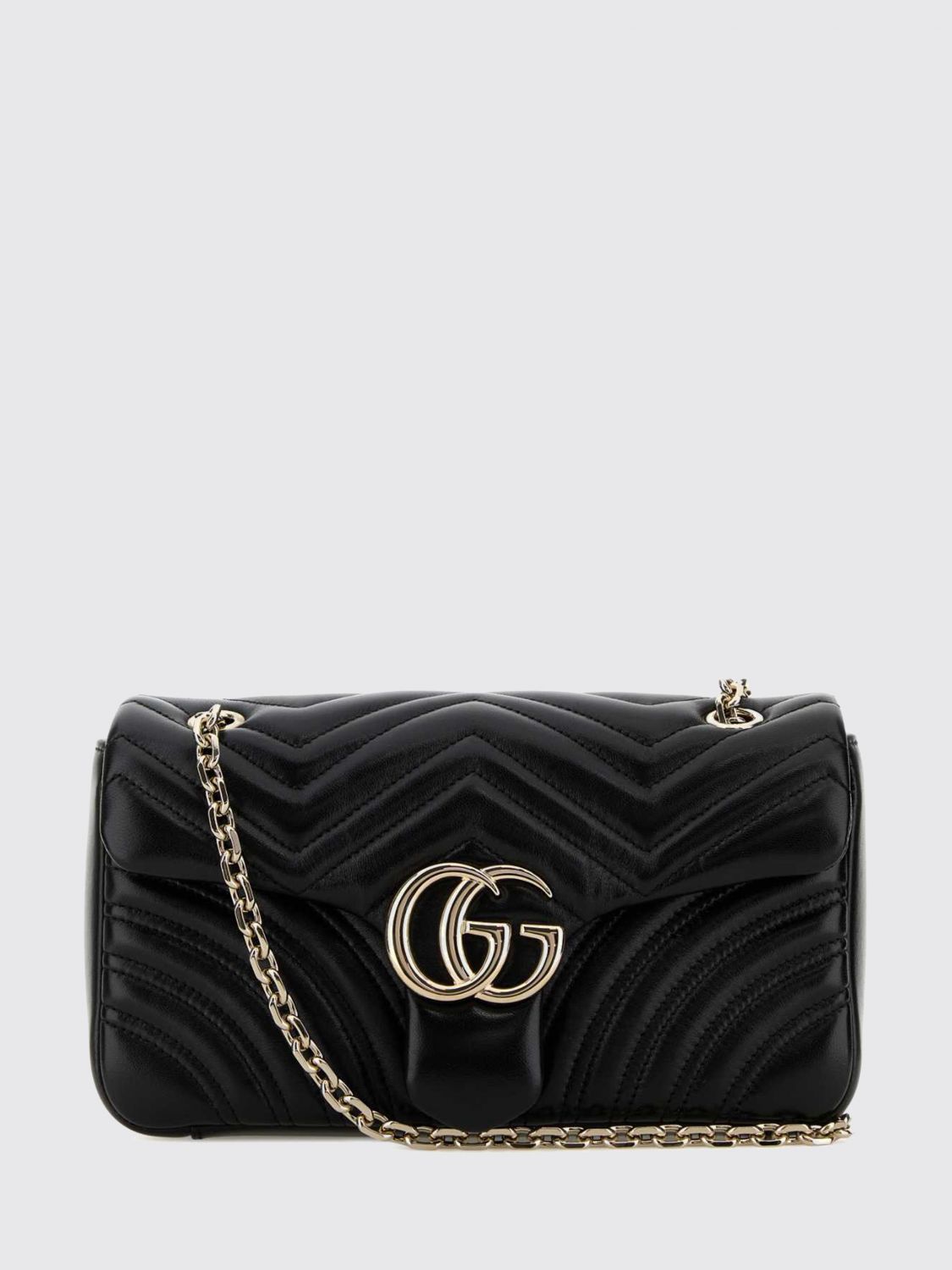 gg marmont shoulder bag in matelassé leather with chain strap