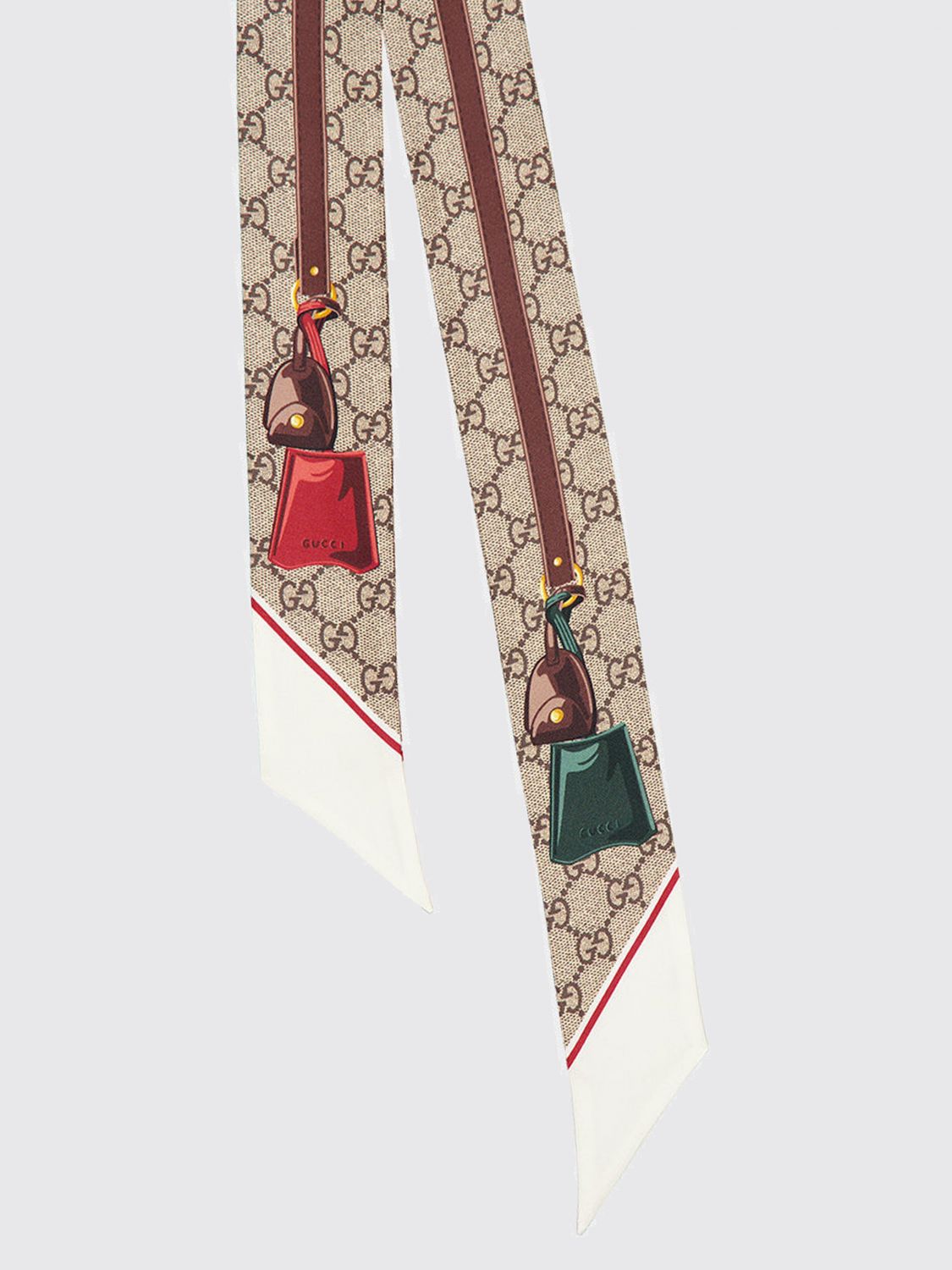 rectangular silk bandeau scarf with graphic gg monogram print
