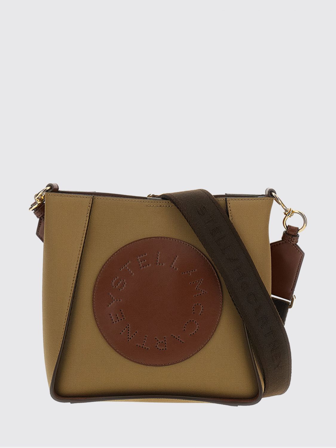 logo-print cotton and faux leather crossbody bag