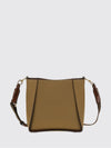 logo-print cotton and faux leather crossbody bag