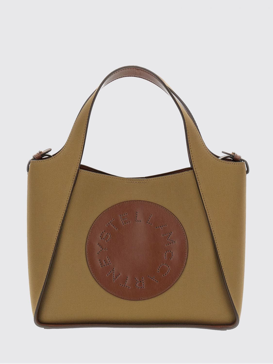 logo canvas handbag with removable pouch