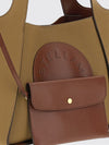 logo canvas handbag with removable pouch