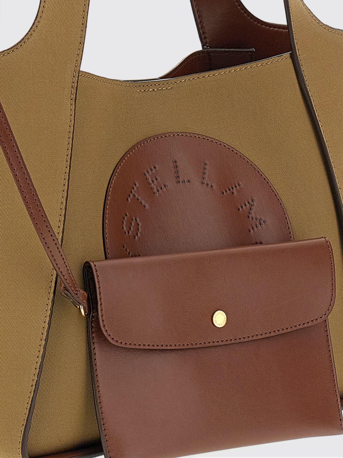 logo canvas handbag with removable pouch