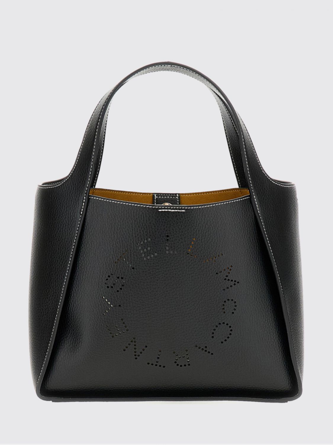 faux leather handbag with perforated logo and pouch