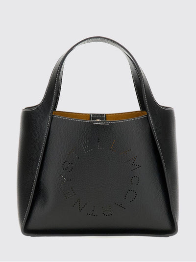 faux leather handbag with perforated logo and pouch