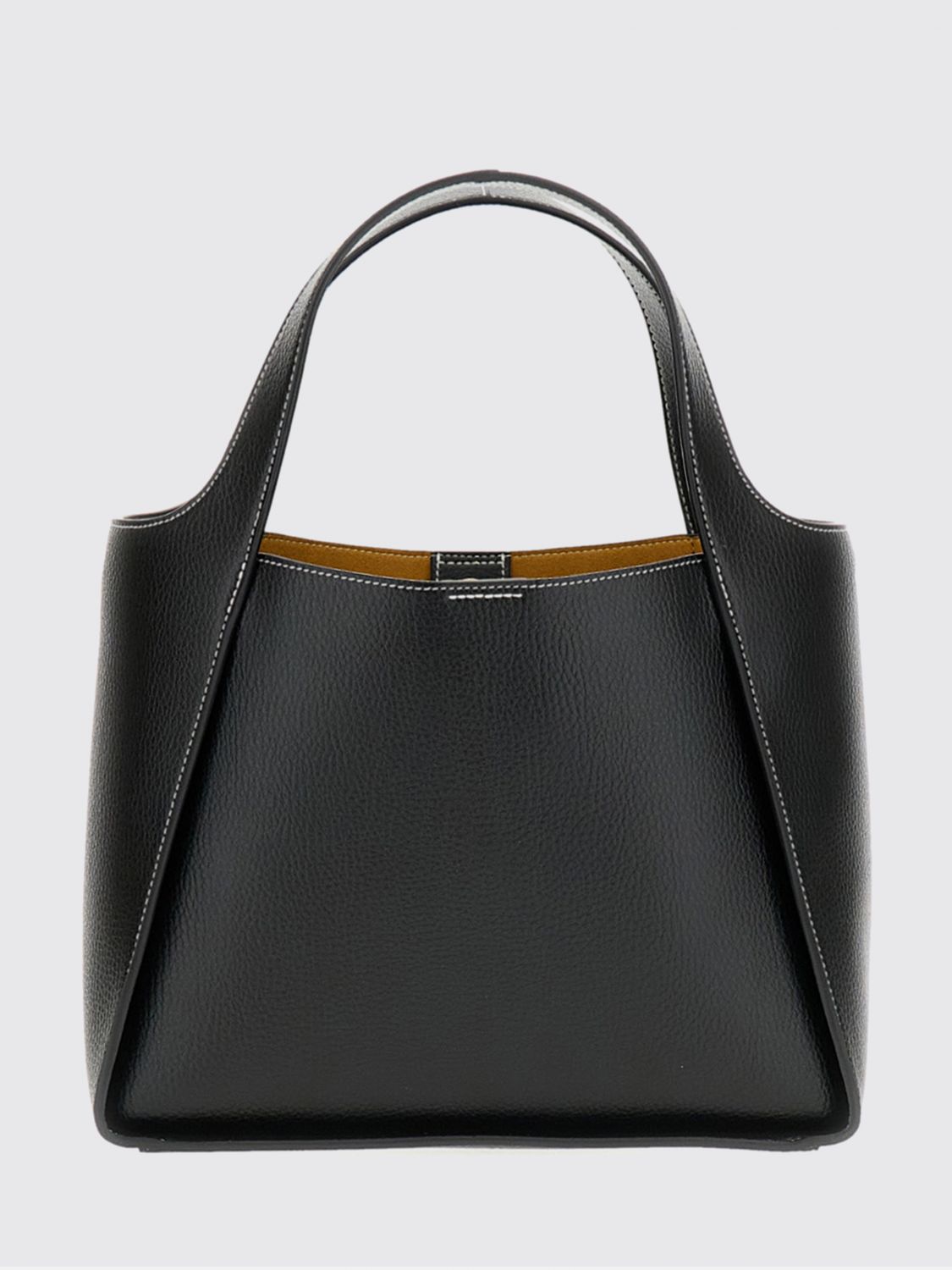 faux leather handbag with perforated logo and pouch