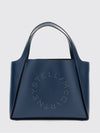 faux leather tote bag with studded logo and pouch