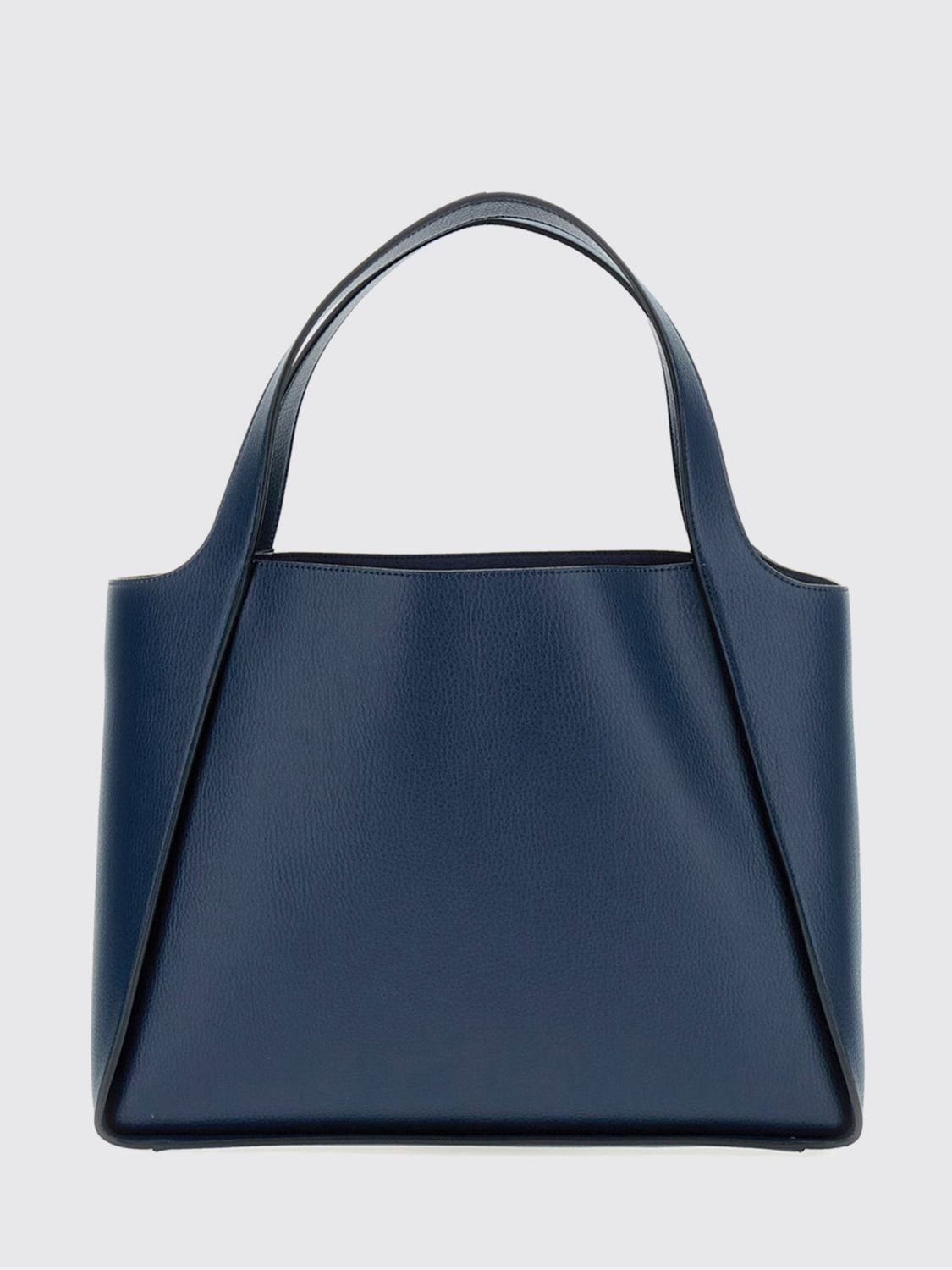 faux leather tote bag with studded logo and pouch