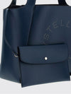 faux leather tote bag with studded logo and pouch