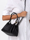 parachute tote bag in intrecciato leather with knot charm