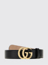 black leather belt with engraved logo buckle