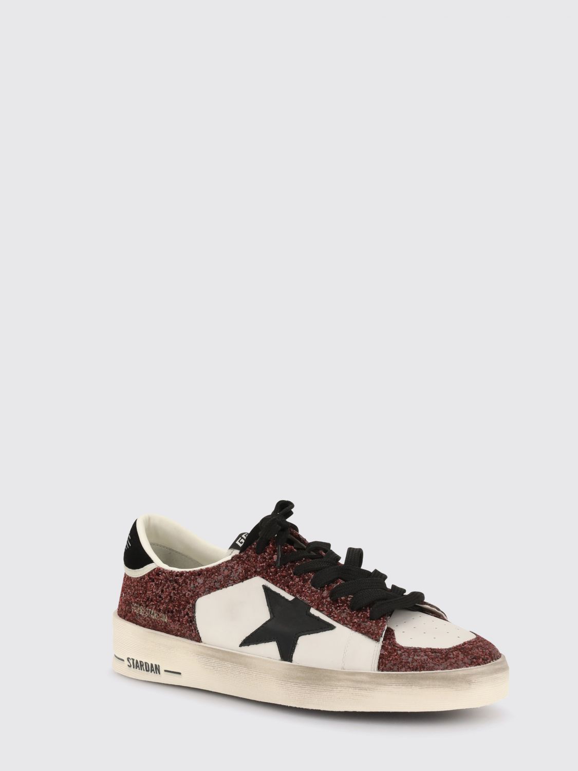 stardan calfskin leather sneakers with glitter details