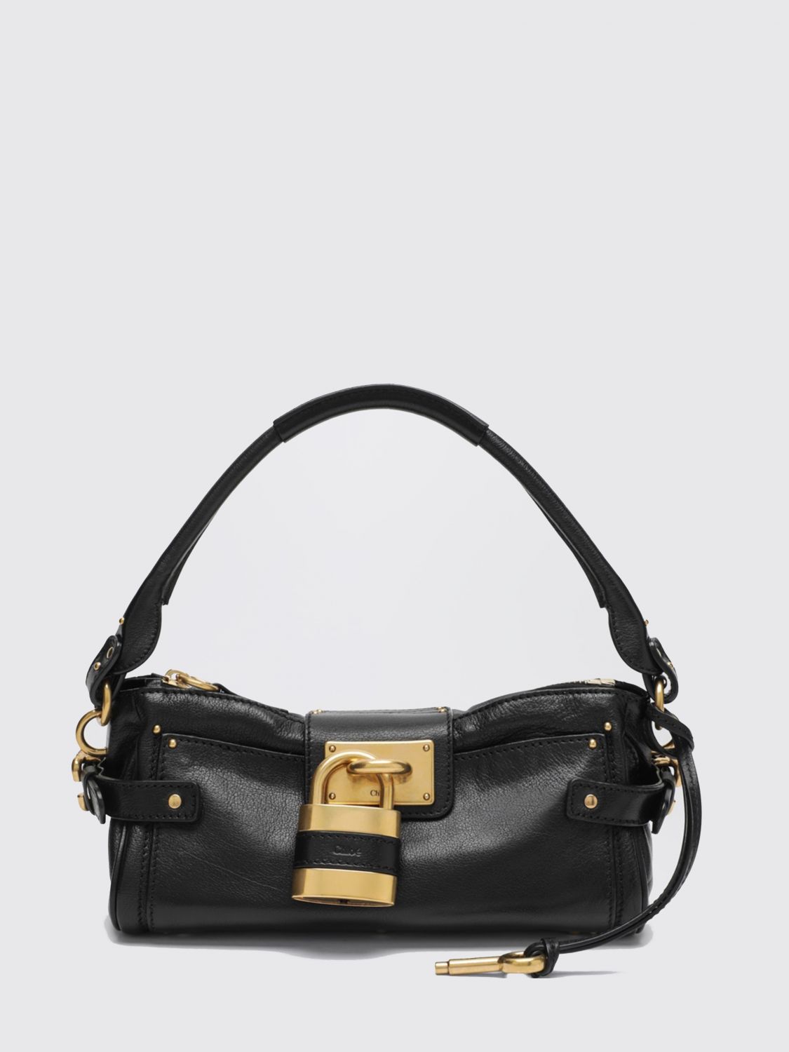 chloé paddington smooth leather shoulder bag with padlock and key