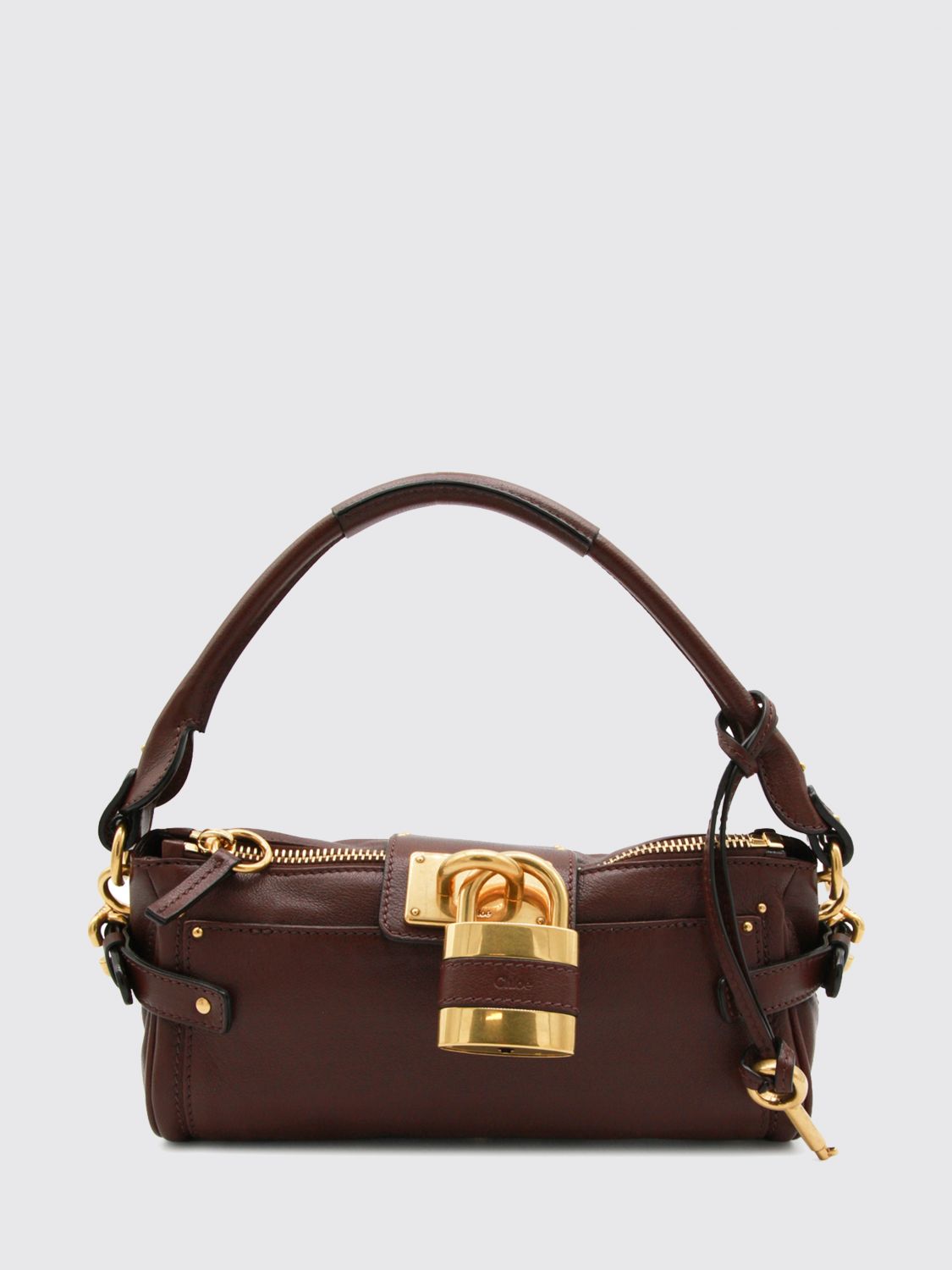 chloé paddington smooth leather shoulder bag with padlock and key