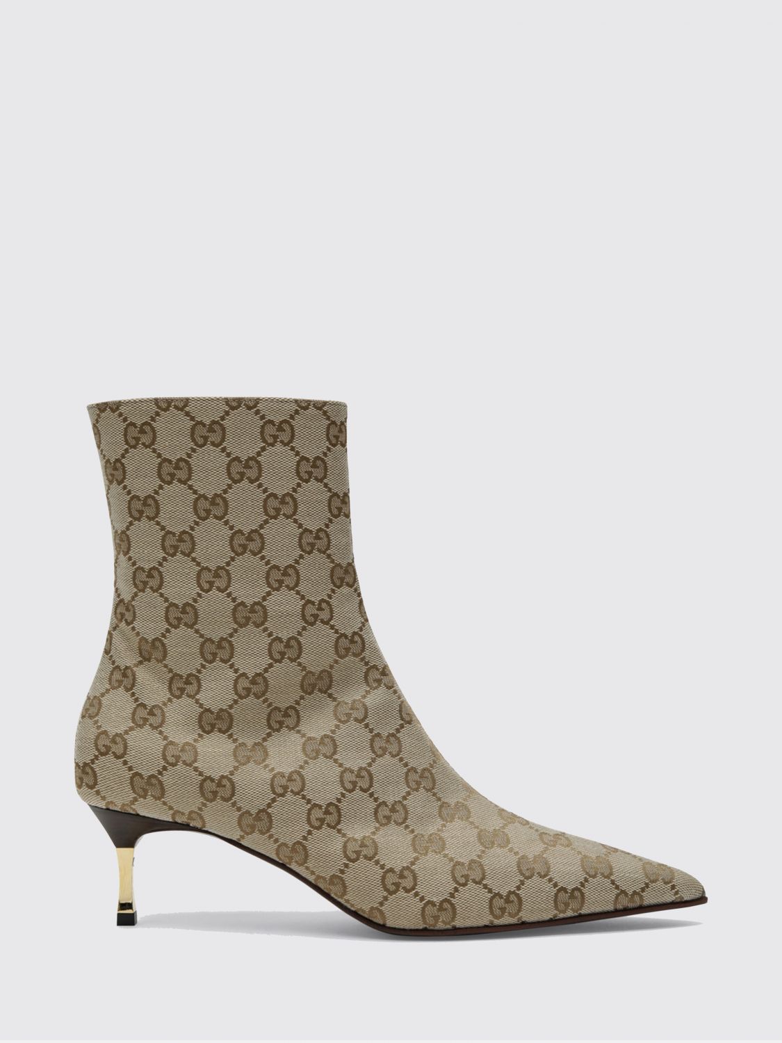 bombshell gg jacquard canvas ankle boots with mid stiletto heel