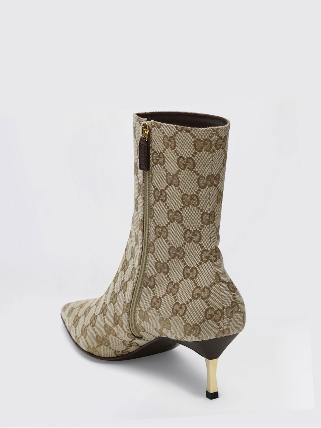bombshell gg jacquard canvas ankle boots with mid stiletto heel