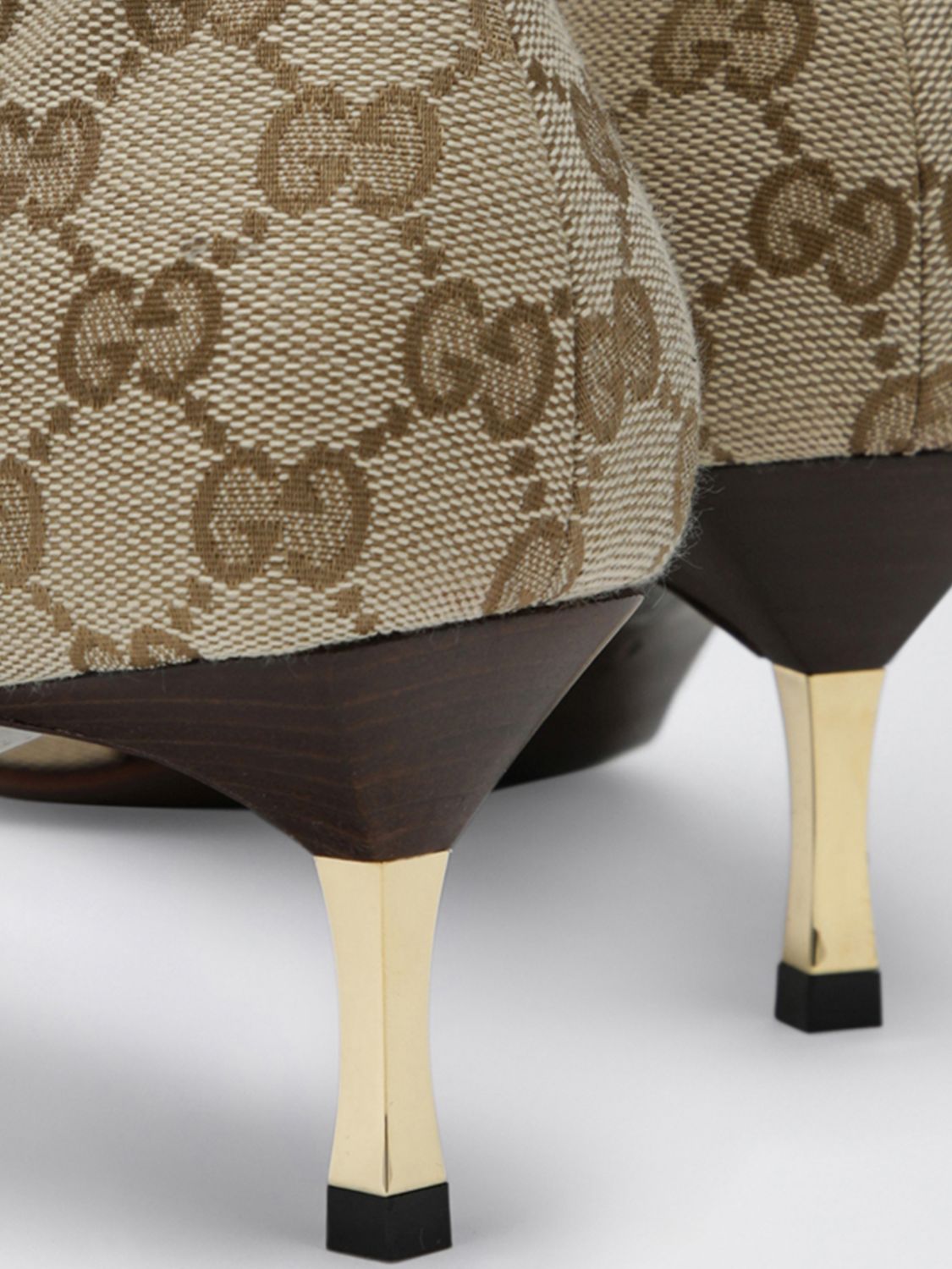 bombshell gg jacquard canvas ankle boots with mid stiletto heel