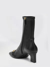 signora stretch leather ankle boots with horsebit and block heel