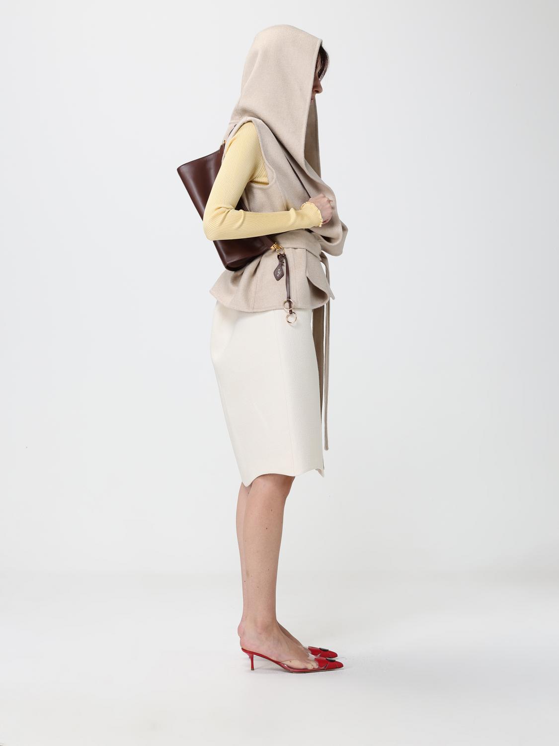 le click east west smooth leather shoulder bag with tassels