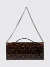 tortoiseshell print lambskin leather clutch with buckle