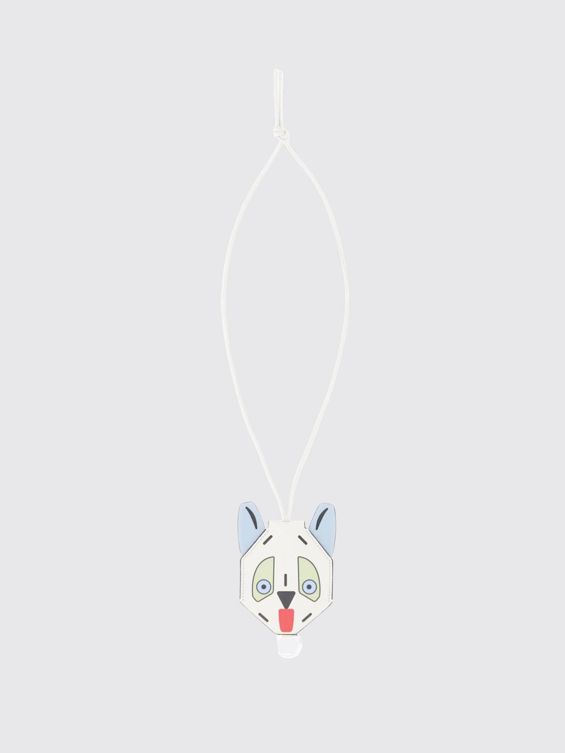 LOEWE OS futurist cat calfskin keychain with engraved logo and metal ring