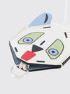 futurist cat calfskin keychain with engraved logo and metal ring
