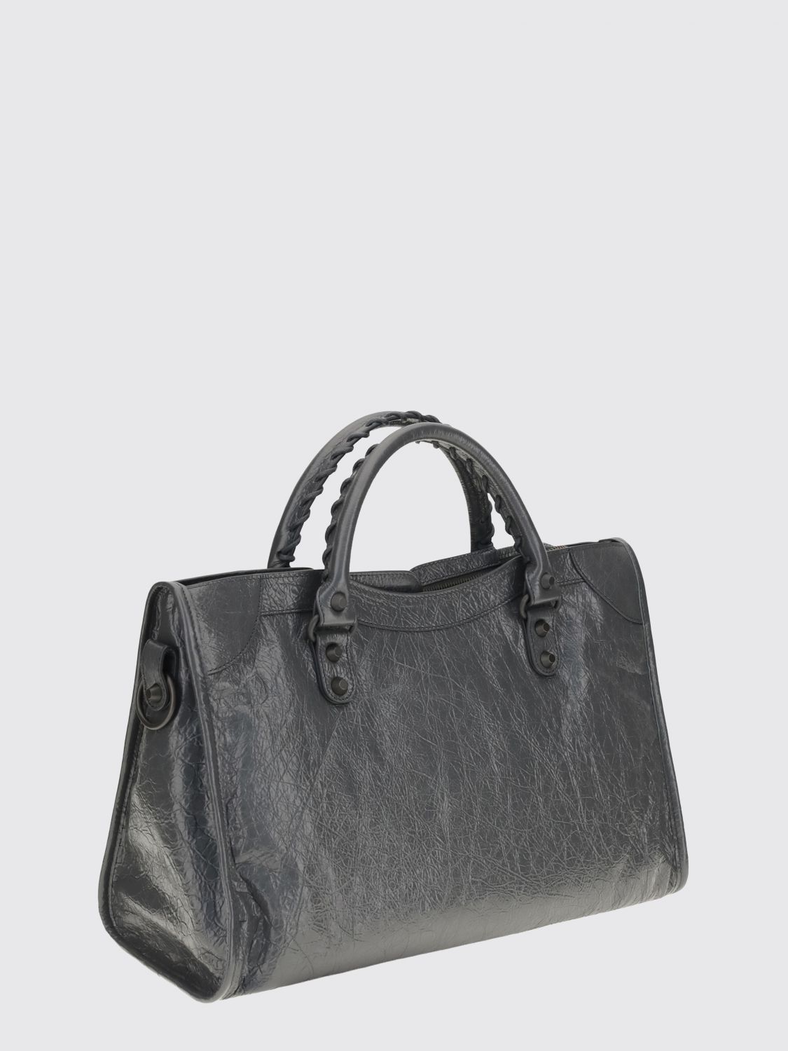 le city medium arena lambskin handbag with studs and mirror