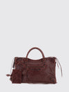 le city medium arena lambskin handbag with studs and mirror