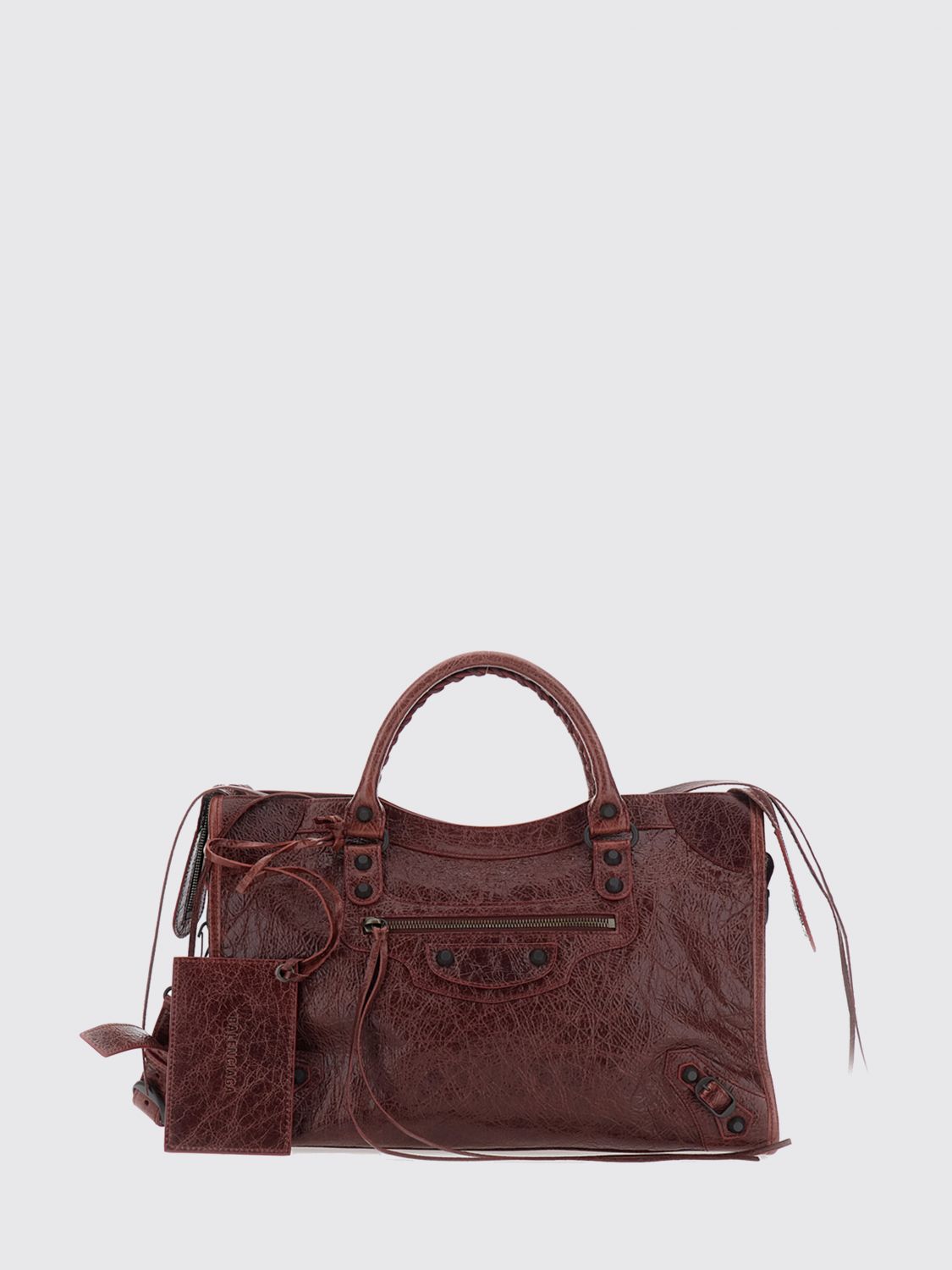 le city medium arena lambskin handbag with studs and mirror
