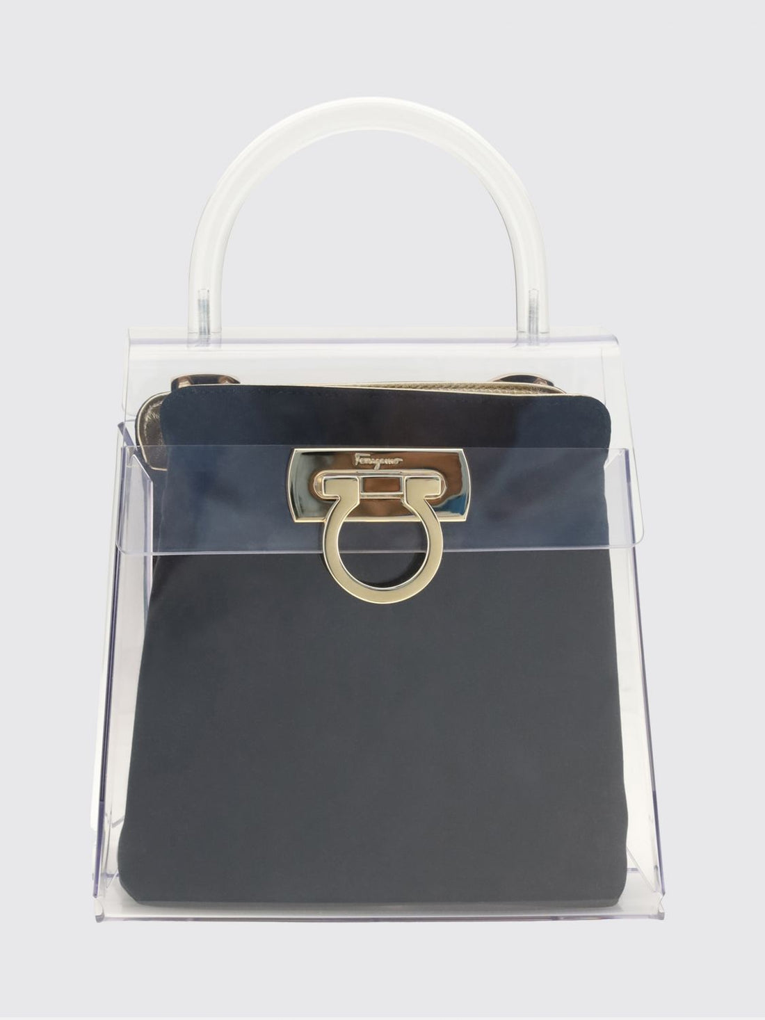 FERRAGAMO OS pvc handbag with gancini closure and tubular handle