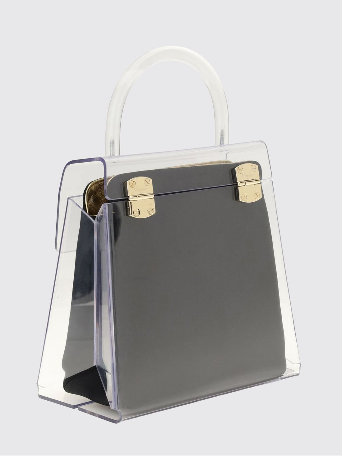 FERRAGAMO OS pvc handbag with gancini closure and tubular handle